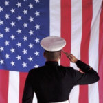 Saluting the American Flag