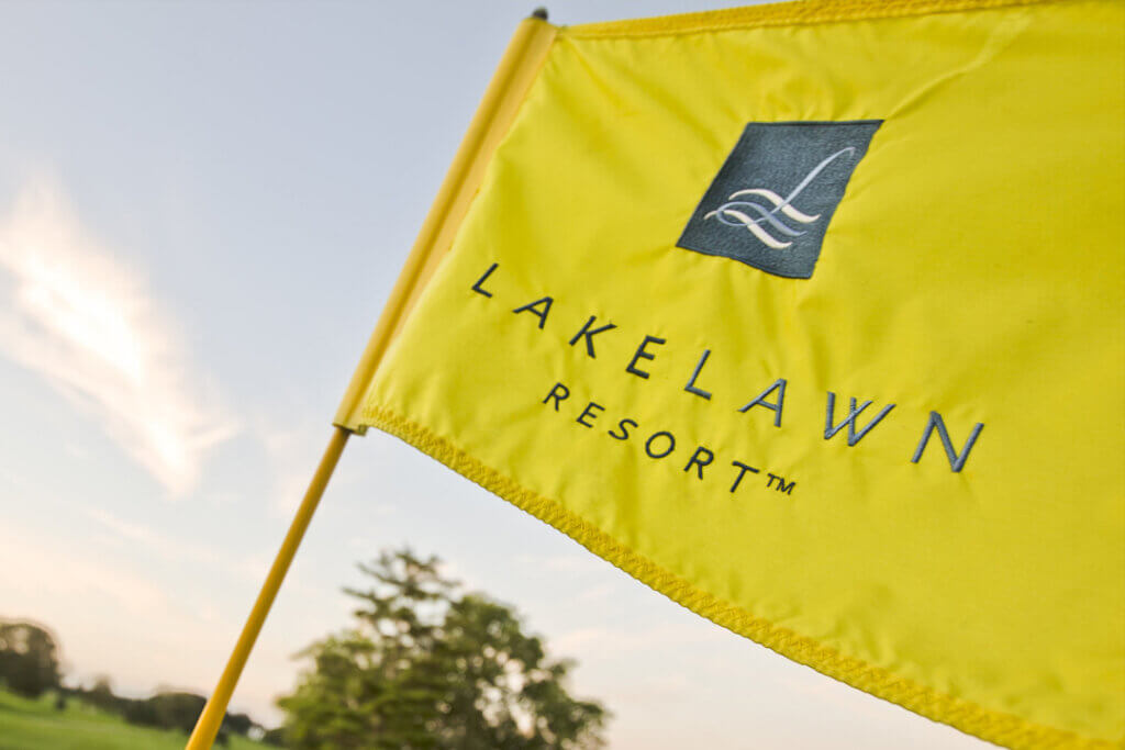 Yellow flag at Majestic Oaks Golf Course