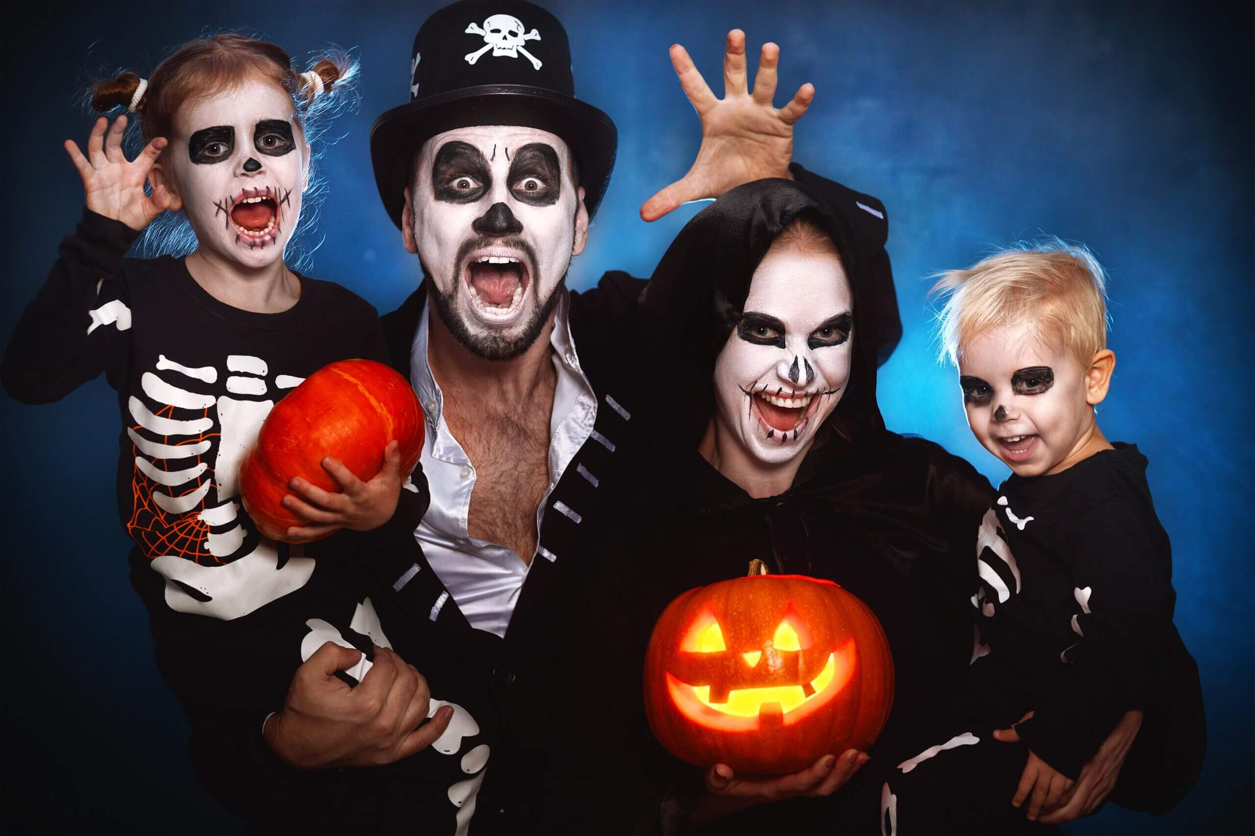 Family having fun at a Halloween Party.