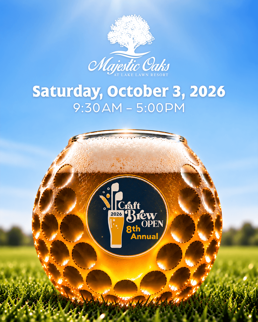 A golf ball shaped glass of beer on the green — 8th Annual Craft Brew Open, Saturday, October 3, 2026